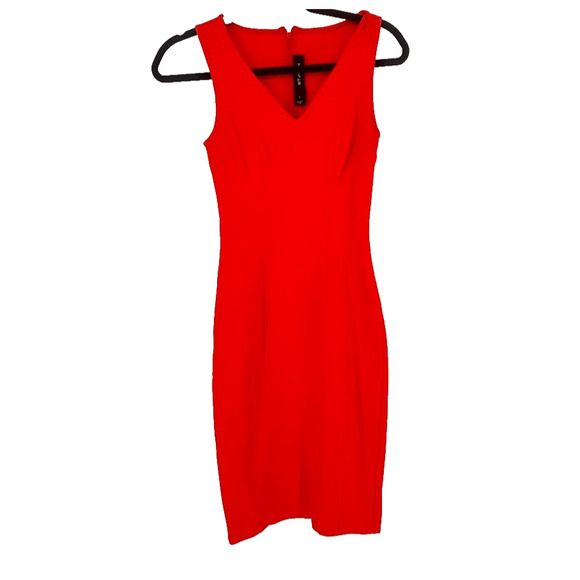 ST. JOHN Orange Knit Bodycon Cocktail Career Sleeveless Dress Size 2 Knee Length - Picture 1 of 8